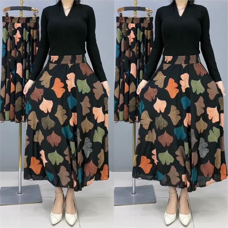 Jégselyem selyem rugalmas virágos szoknya