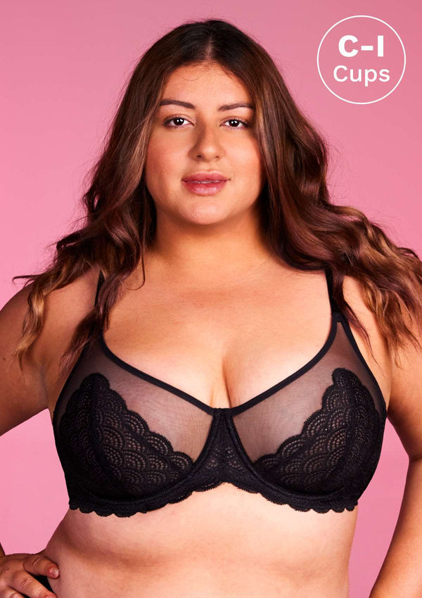 Teljes Fedésű Csipke Minimalizáló Melltartó - Mermaid Fekete+Rózsaszín (2 CSOMAG)