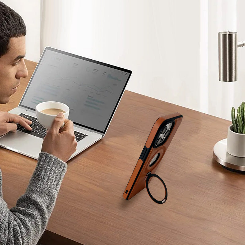 ✨✨✨✨ Luksusowe etui na iPhone'a z wysokiej jakości skórzaną podstawką biznesową