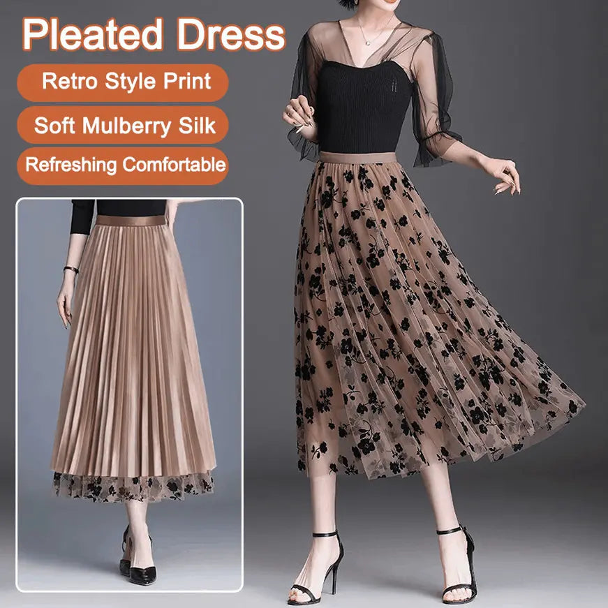 Virágos rakott midiszoknya A