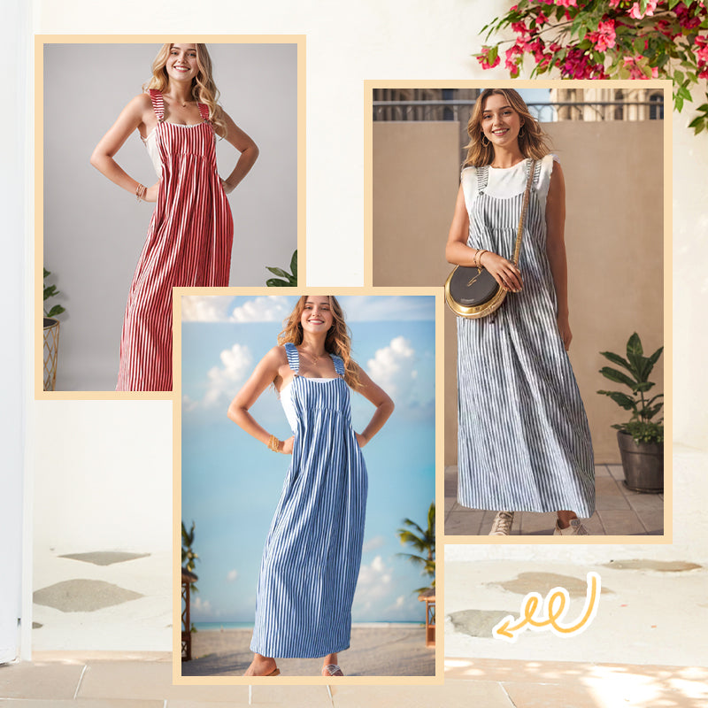 ✨Hétköznapi csíkos camisole ruha - fáradságmentes stílus és kényelem