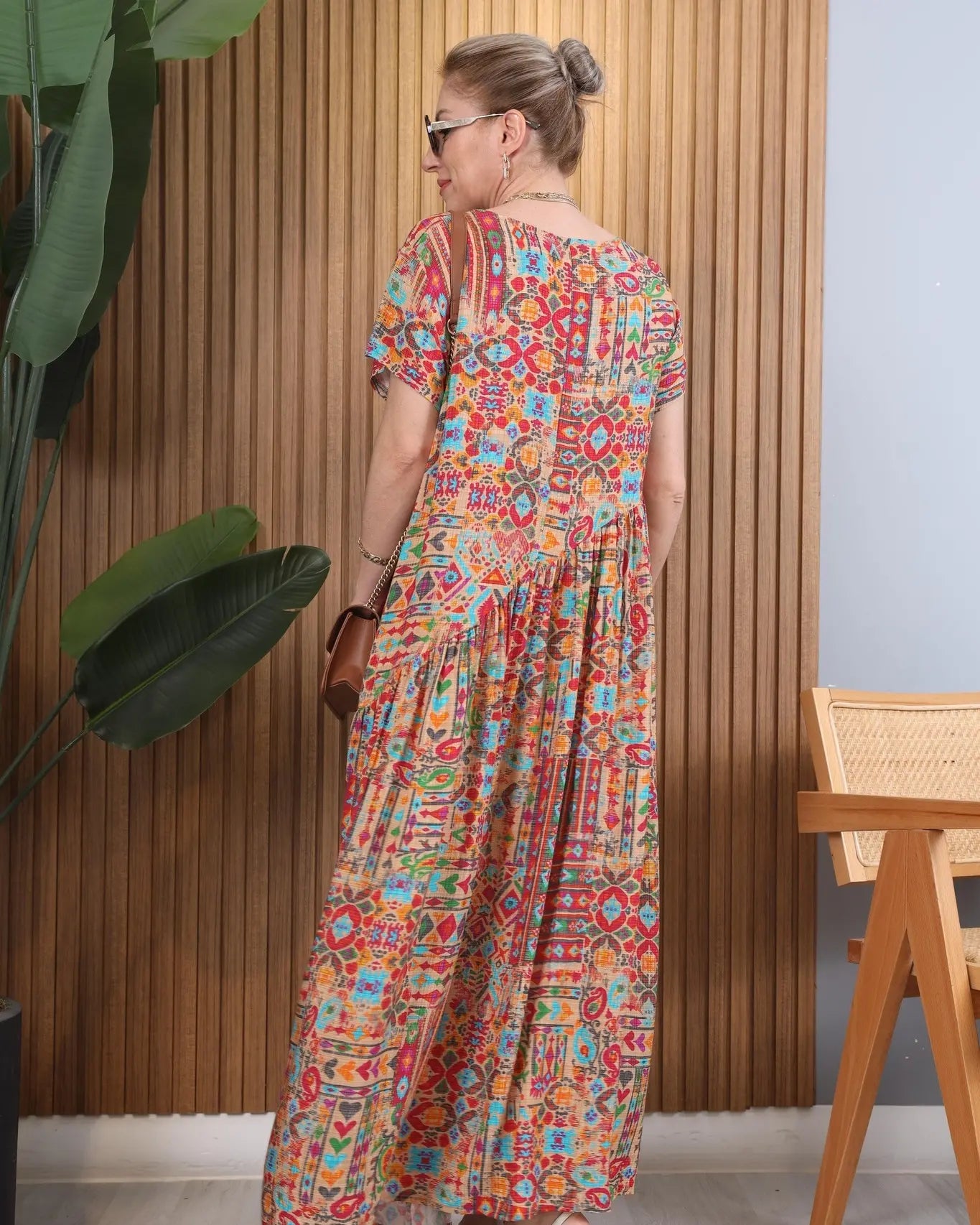 👗Ethnic rövid ujjú aszimmetrikus ruha【S-5XL】