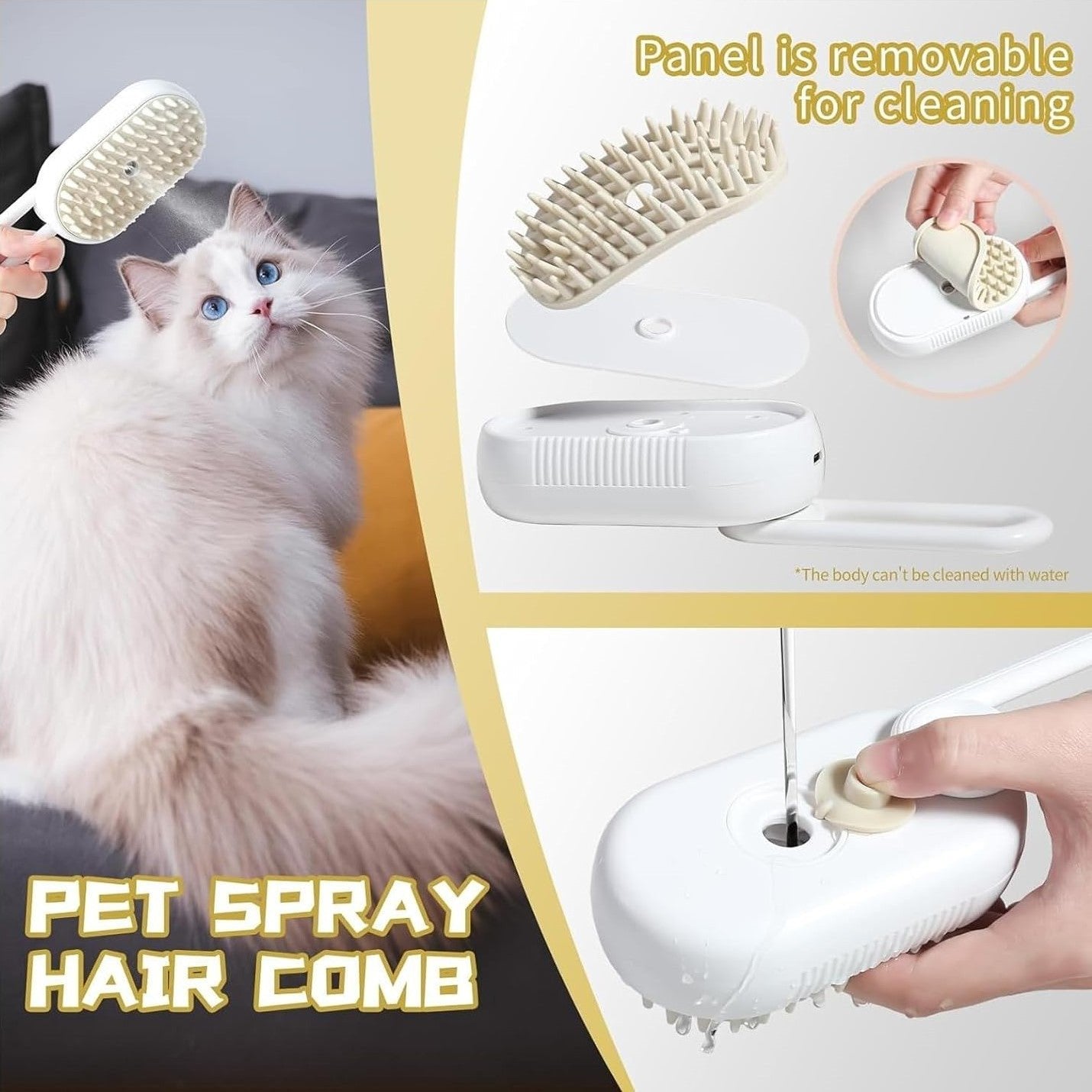 🐕🐱 3 az 1-ben Pet Grooming Vapour Kefe kutyáknak/macskáknak