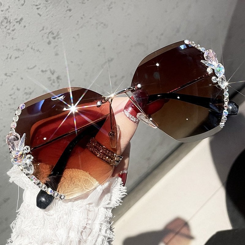 💝Rimless napszemüveg gyémántokkal a nők számára