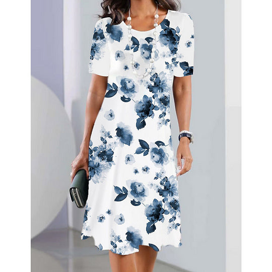 Új kerek nyakú nyomtatott ruha