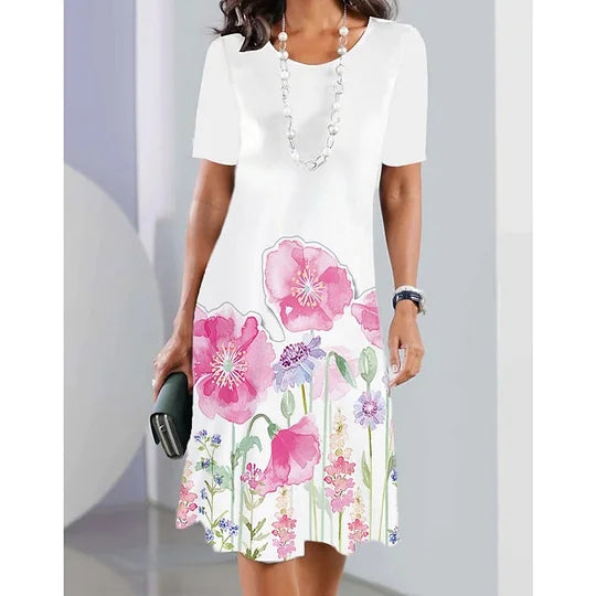 Új kerek nyakú nyomtatott ruha