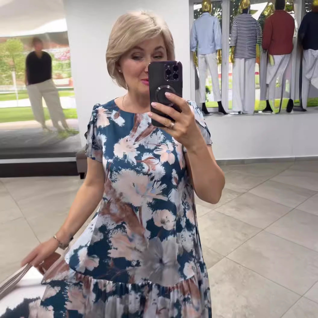 Nyári új virágos pamut selyem ruha