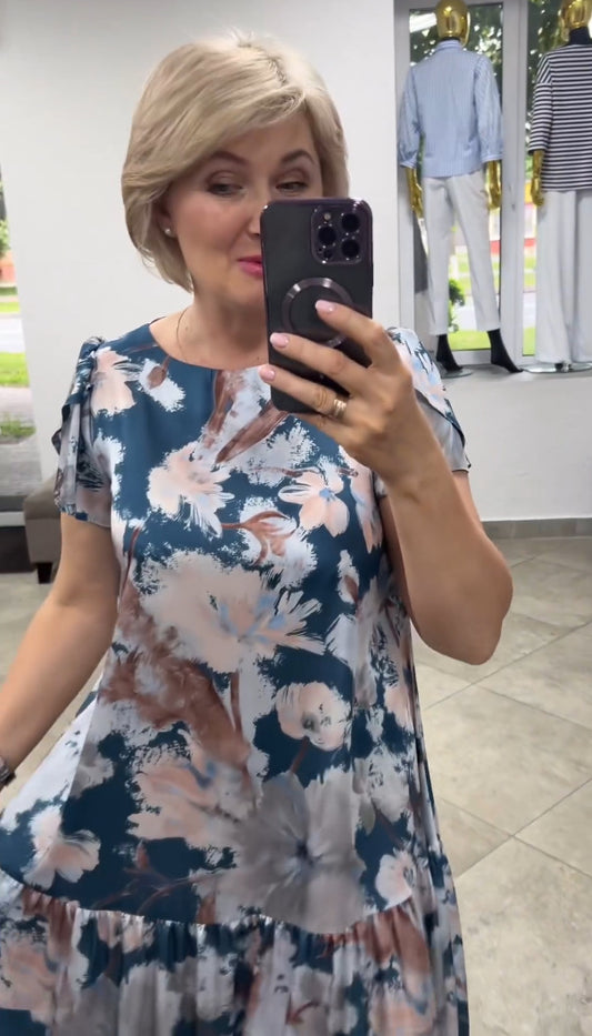 Nyári új virágos pamut selyem ruha