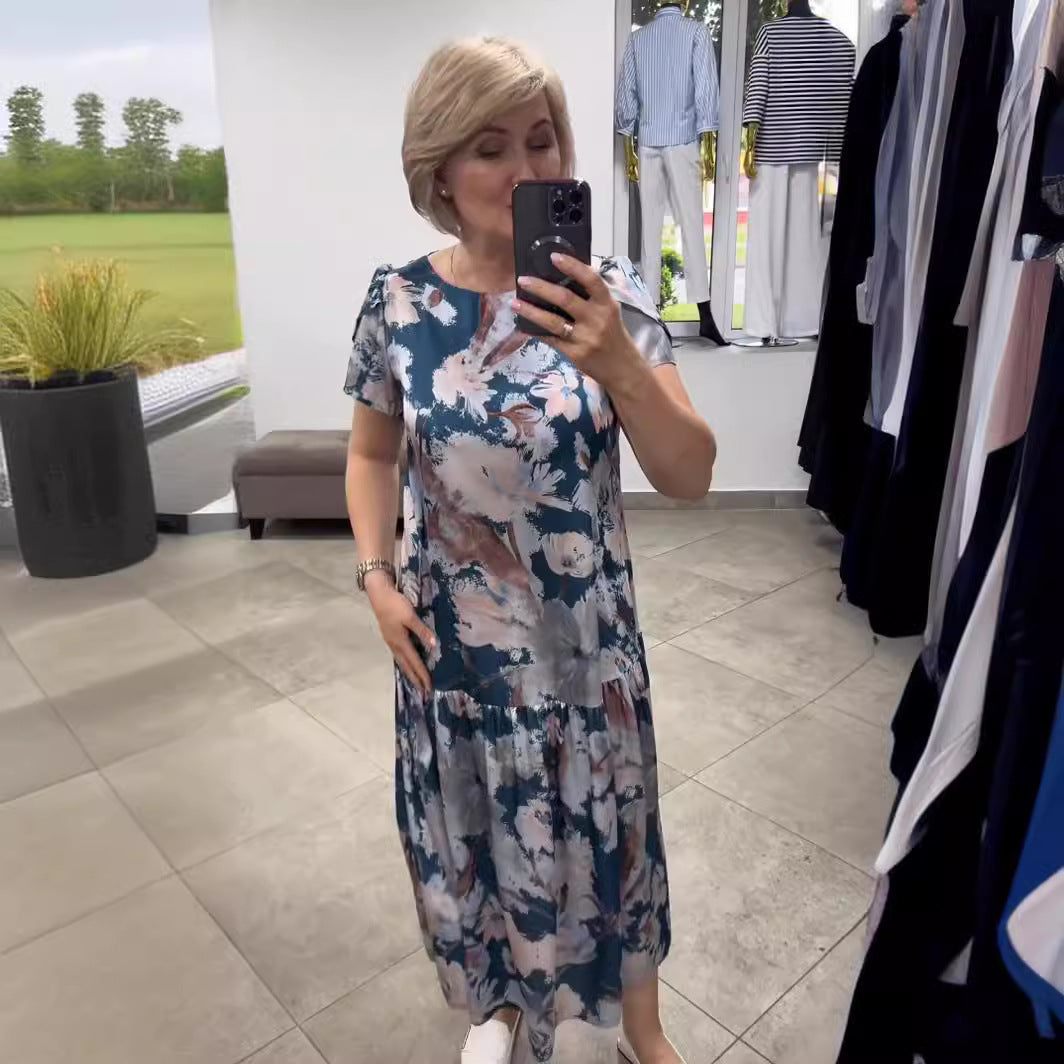 Nyári új virágos pamut selyem ruha