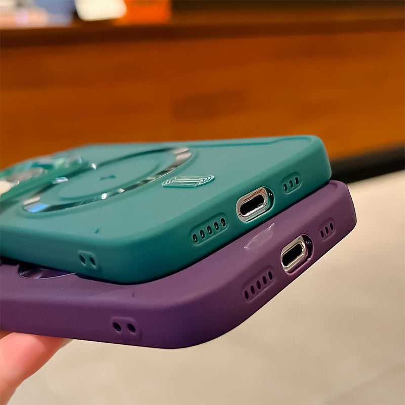 ✨iPhone 16 itt van 📱Szilikon mágneses tok állvánnyal láthatatlan lencsével