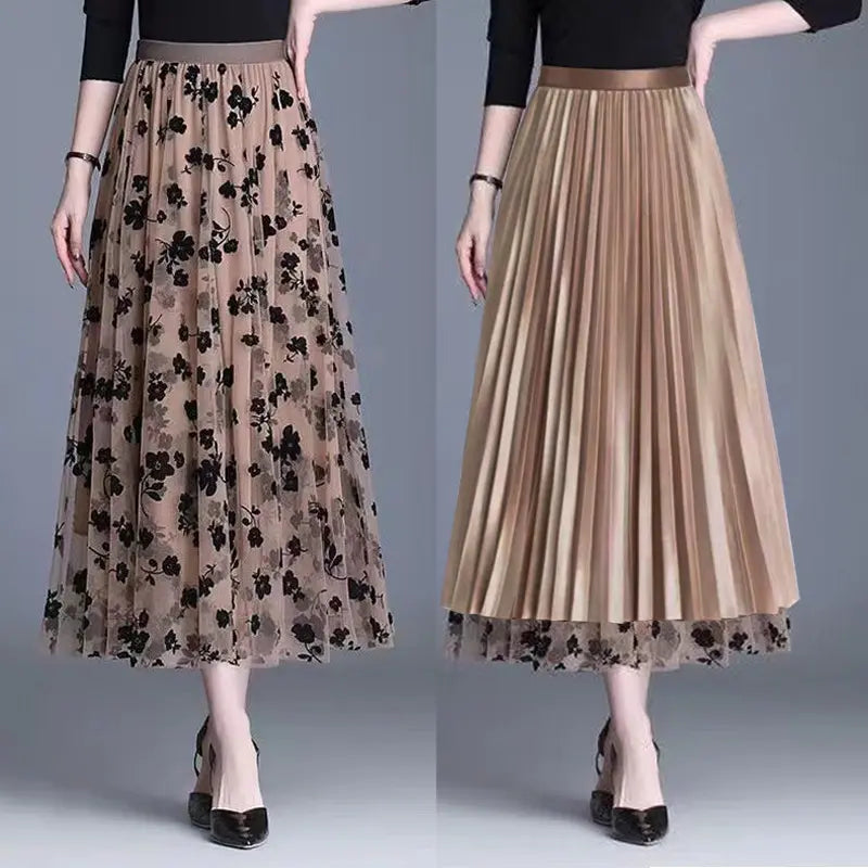 Virágos rakott midiszoknya A