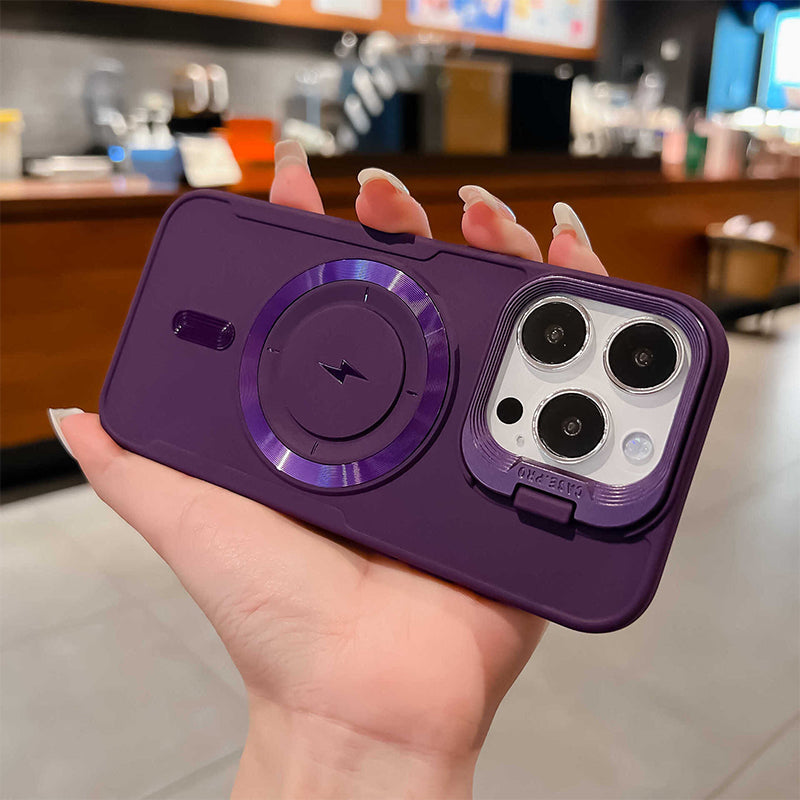 ✨iPhone 16 itt van 📱Szilikon mágneses tok állvánnyal láthatatlan lencsével