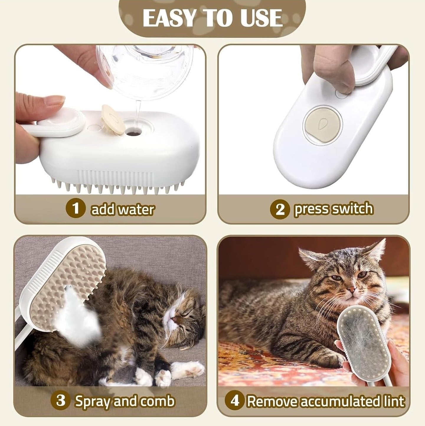🐕🐱 3 az 1-ben Pet Grooming Vapour Kefe kutyáknak/macskáknak