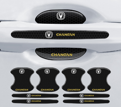 Szénszálas autó ajtókilincs kesztyű + ütközésgátló csíkok (8 db/1 készlet).