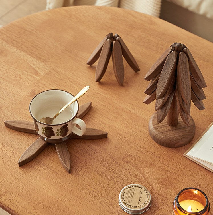 🌲 Szigetelt poháralátétek tömör fa karácsonyfa poháralátétek ☕