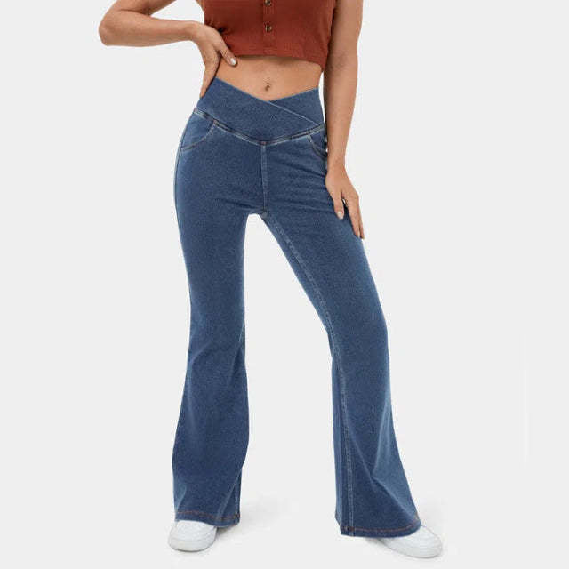 ✨👖【XS-4XL】Ladies magas derekú, elasztikus farmerek