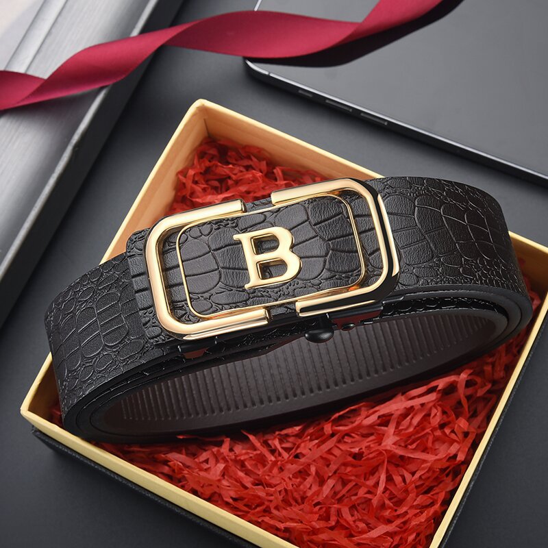 Nagy luxus férfi krokodil mintás automata csatos öv