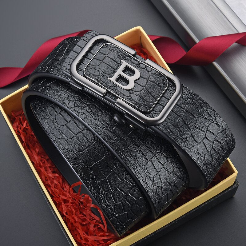 Nagy luxus férfi krokodil mintás automata csatos öv