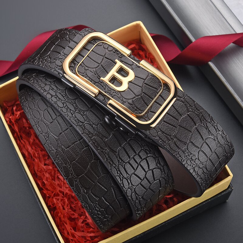 Nagy luxus férfi krokodil mintás automata csatos öv