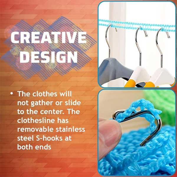 Szélálló, csúszásmentes ruhaszárítókötél (32 ft)