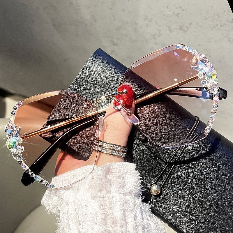 💝Rimless napszemüveg gyémántokkal a nők számára