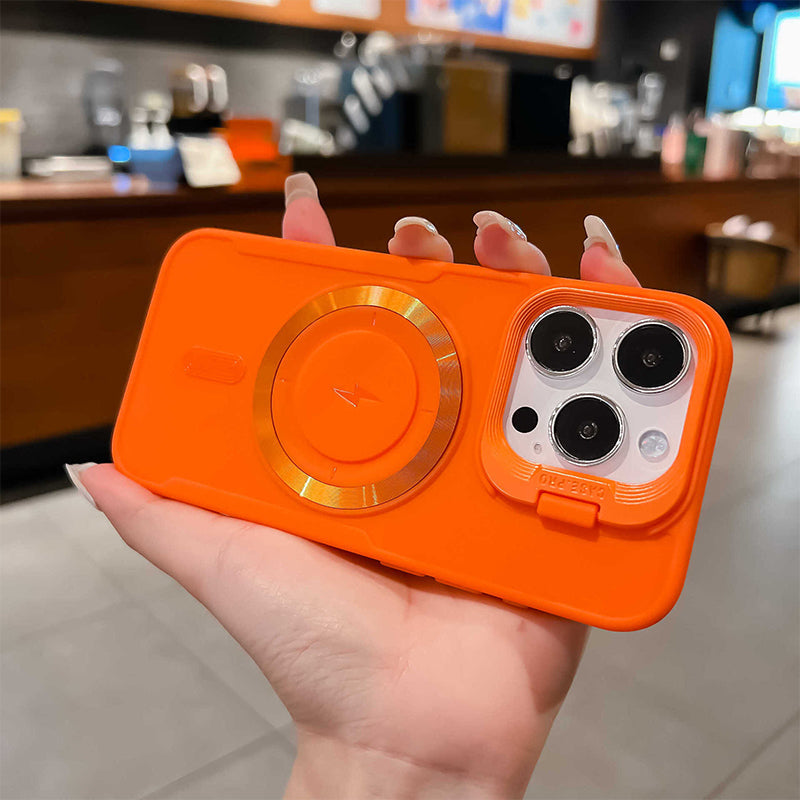 ✨iPhone 16 itt van 📱Szilikon mágneses tok állvánnyal láthatatlan lencsével