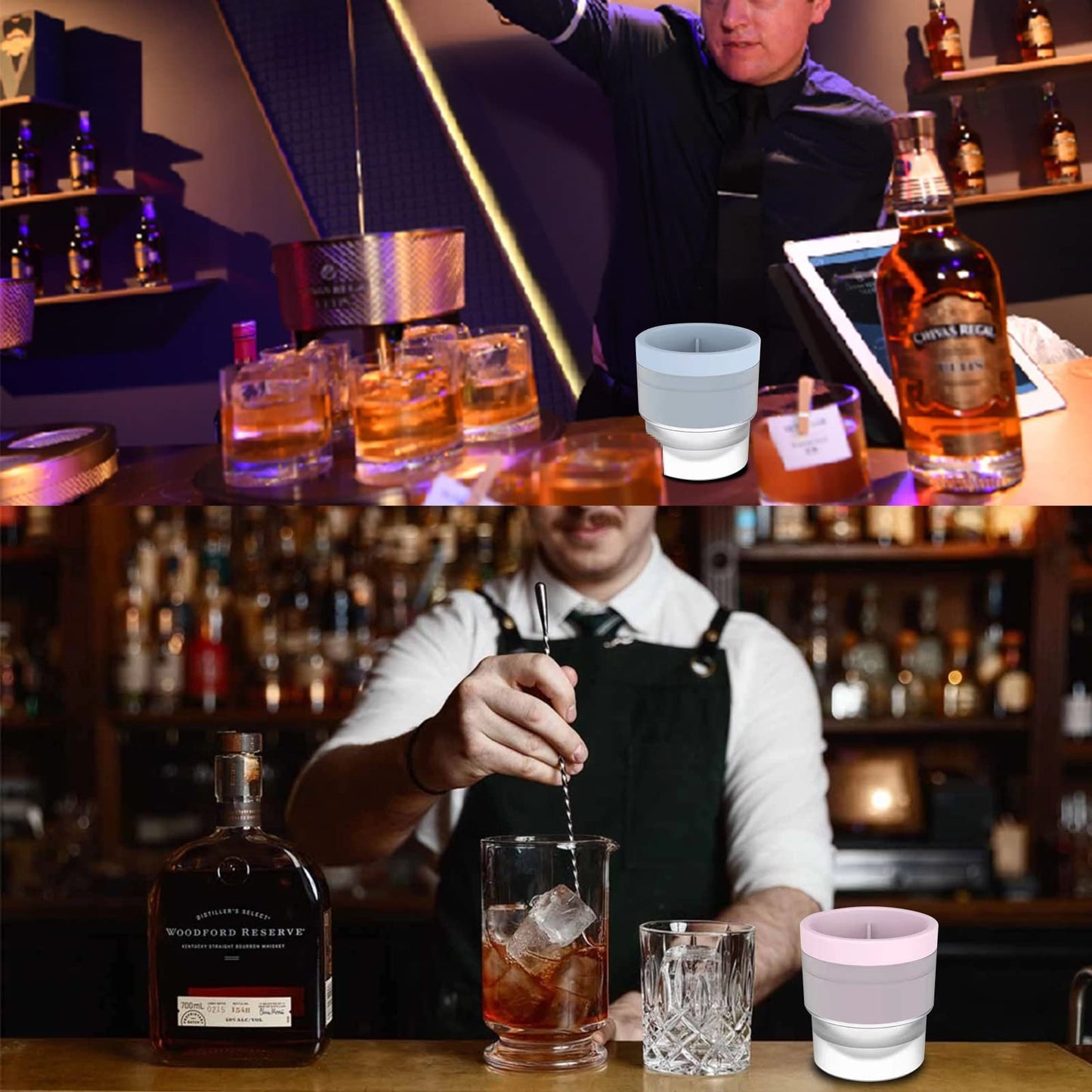 Élelmiszer-minőségű egymásra rakható, lassan olvadó barkács jéggolyó koktél whiskyhez