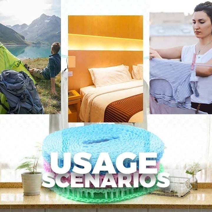 Szélálló, csúszásmentes ruhaszárítókötél (32 ft)