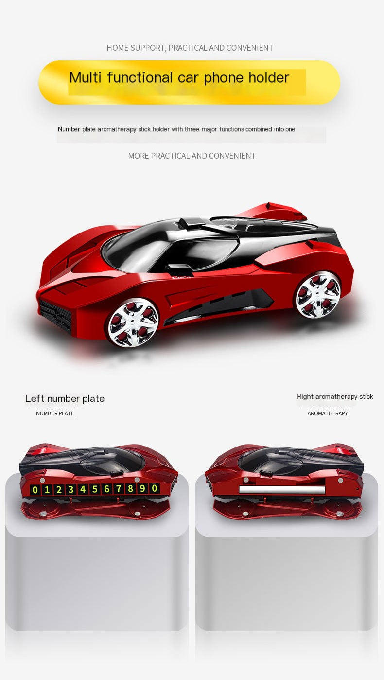 Többfunkciós autós modell mobiltelefon tartó(rendszámtábla, aromaterápiás pálca, 3 funkciós tartó, mind 3 az 1-ben.)