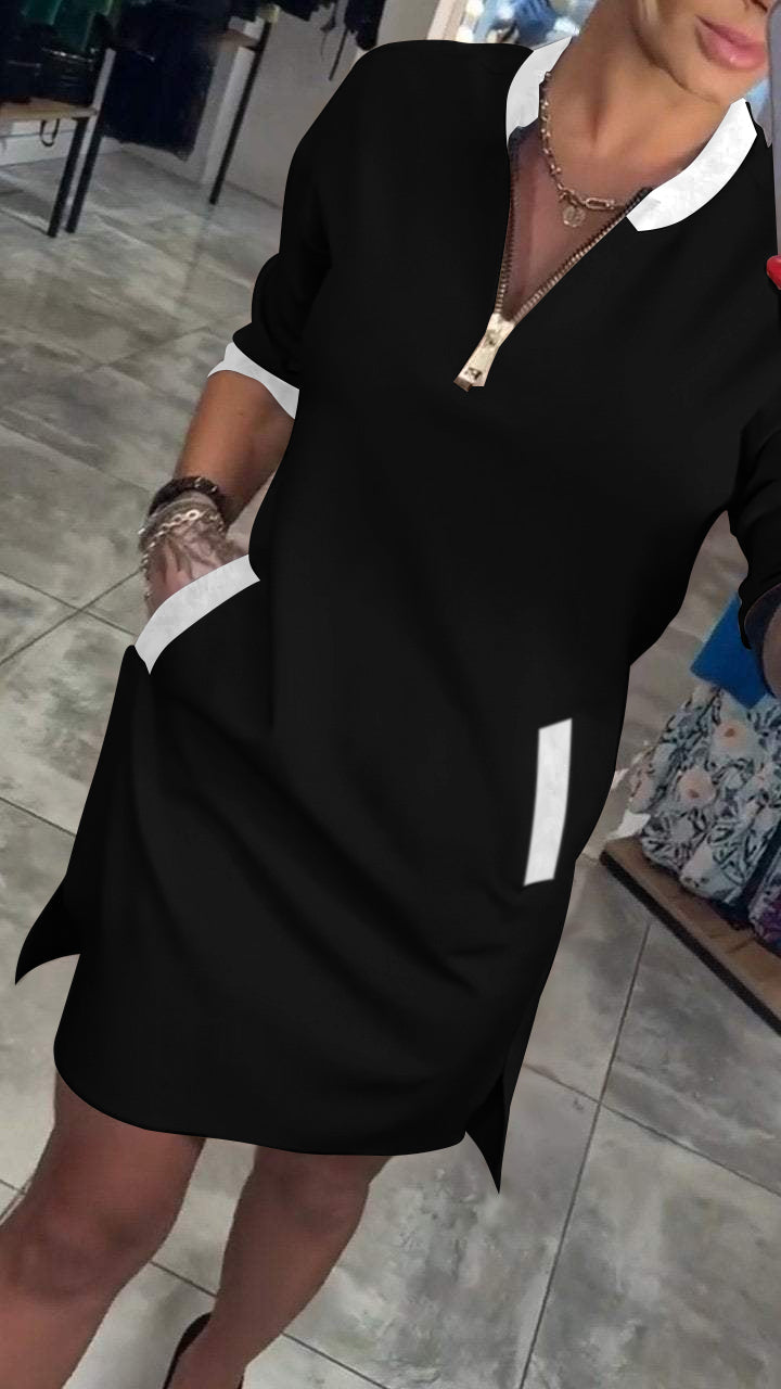 Női, középhosszú ujjú, egyszínű ruha