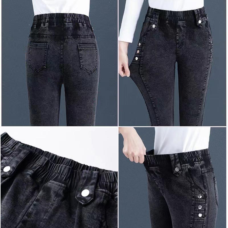2024 Őszi és téli új vastagodó modellek női skinny farmer