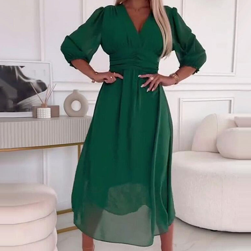 ✨Könnyű sifon női ruha V-nyakkal