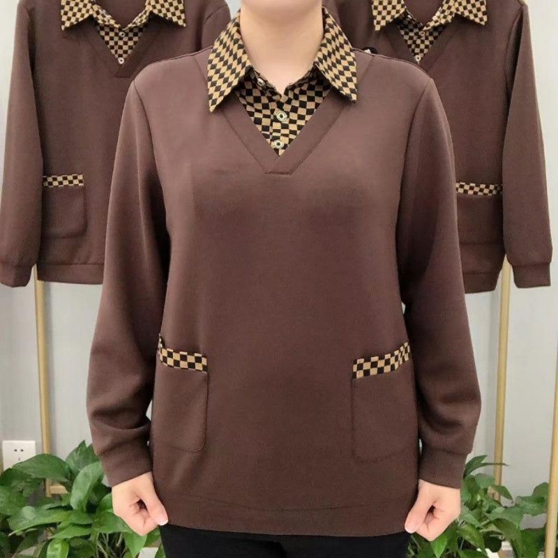 【M->4XL】Prémium női felsők kockás gallérral