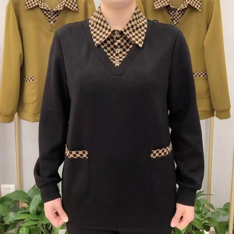 【M->4XL】Prémium női felsők kockás gallérral