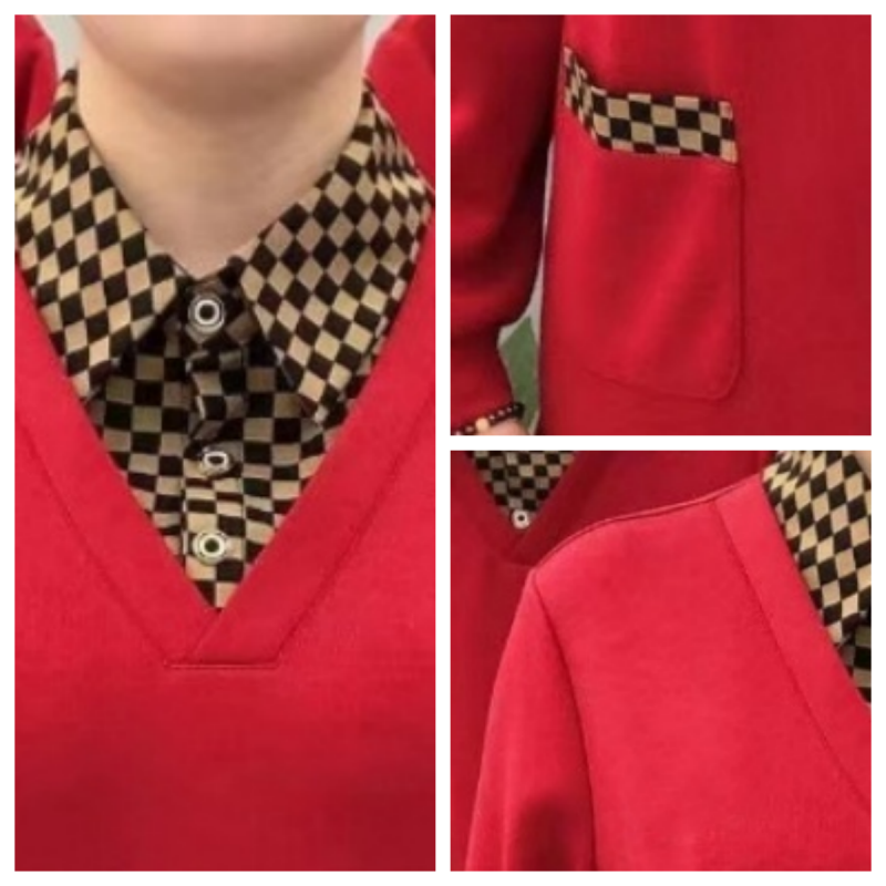 【M->4XL】Prémium női felsők kockás gallérral