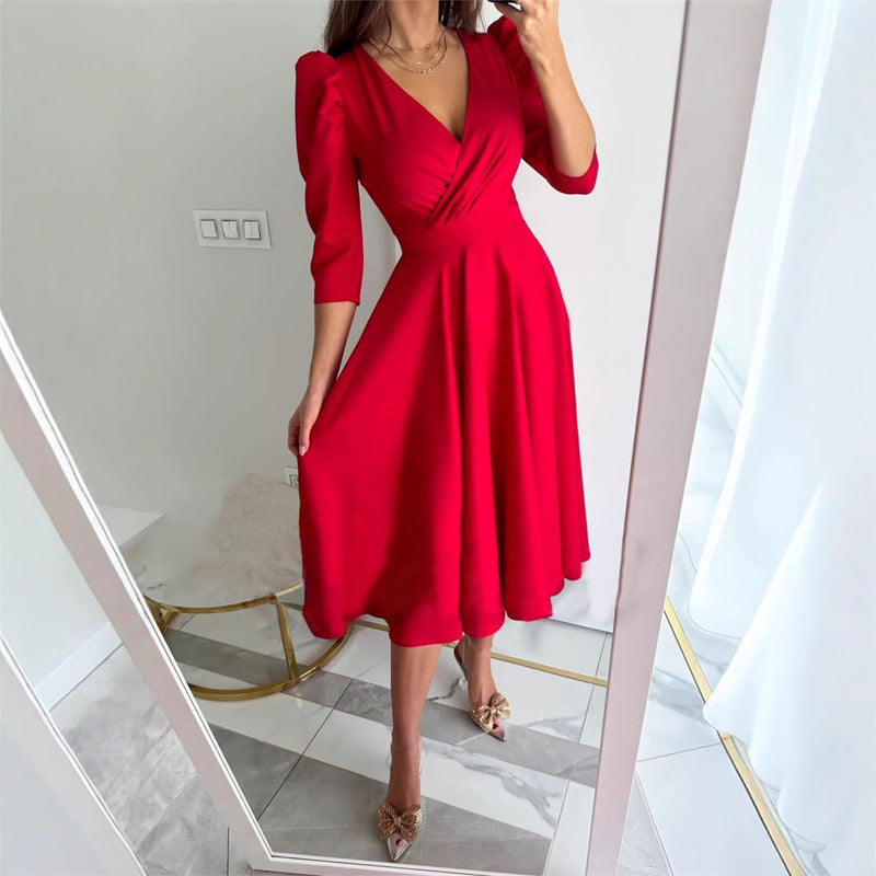 🌸Slim Fit női ruhák redős Sweetheart nyakkivágással