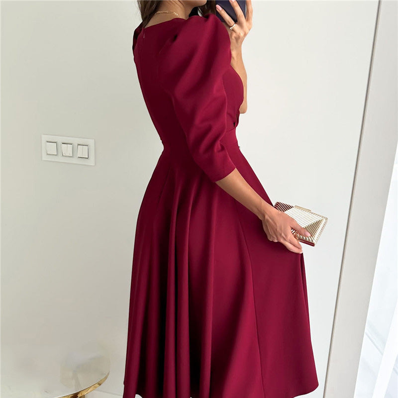🌸Slim Fit női ruhák redős Sweetheart nyakkivágással
