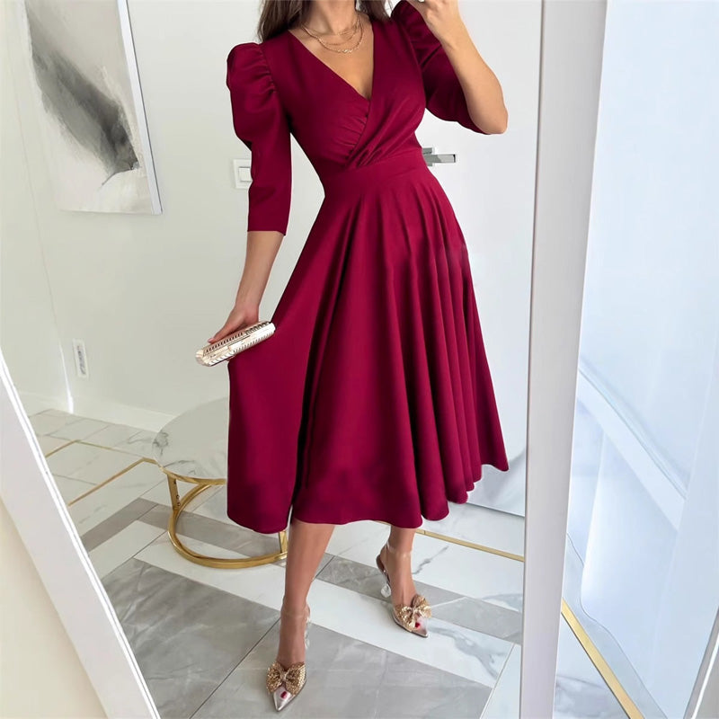 🌸Slim Fit női ruhák redős Sweetheart nyakkivágással