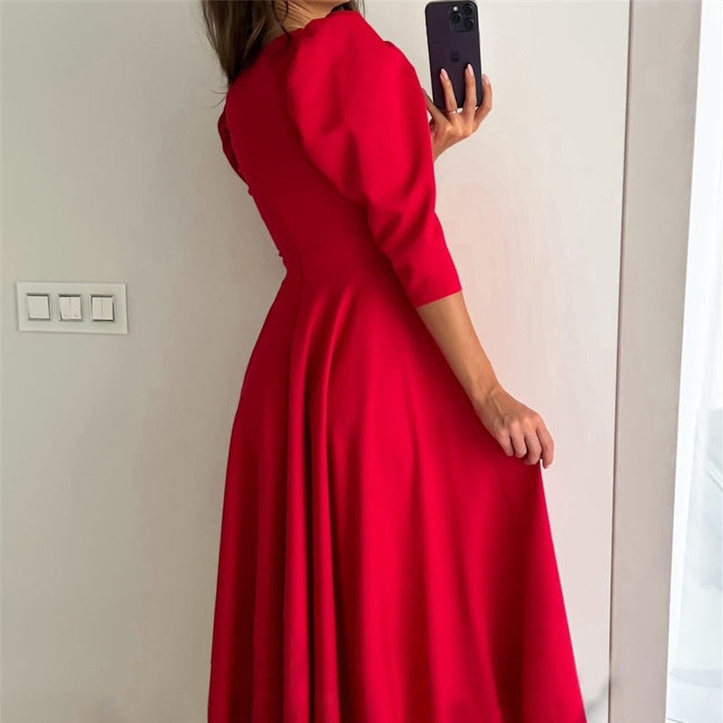 🌸Slim Fit női ruhák redős Sweetheart nyakkivágással