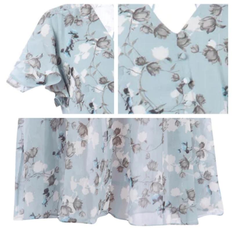 🔥👗Elegáns rövid ujjú virágos sifon ruhák