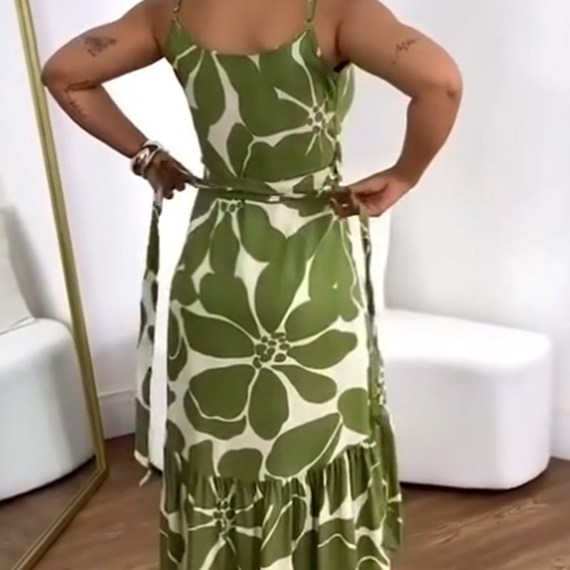 Módní tištěné šaty na špagety pro ženy