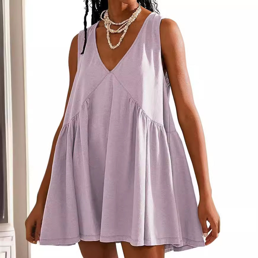 Női laza rakott ujjatlan ruha