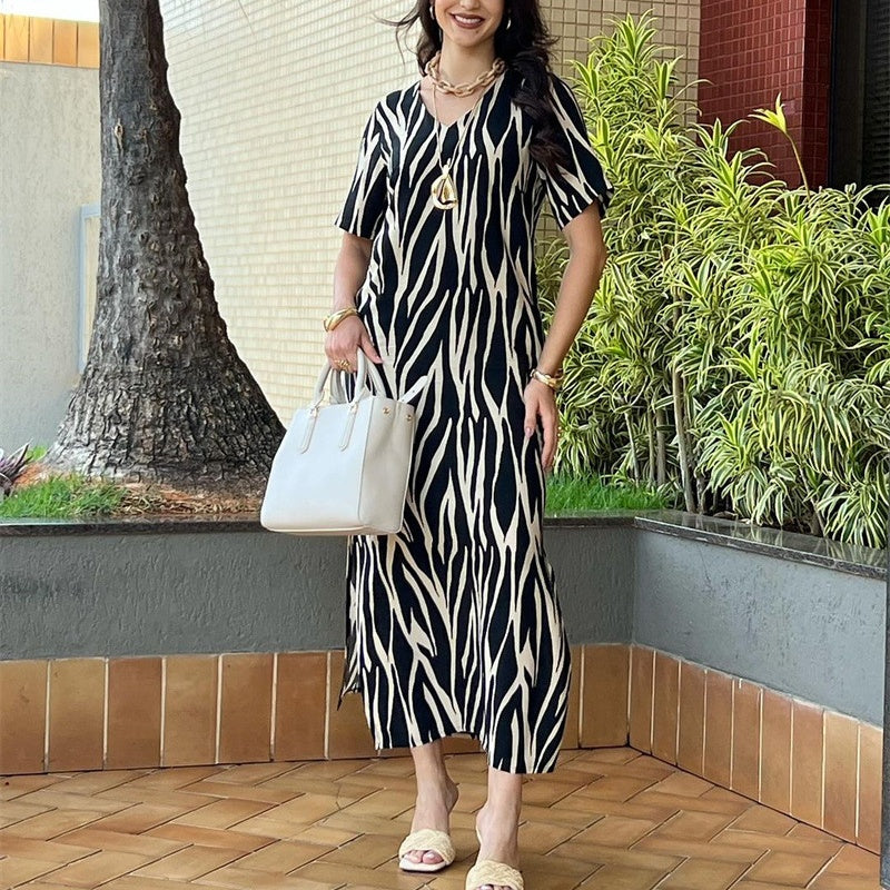 ✨V-nyakú női ruha oldalsó hasítékkal