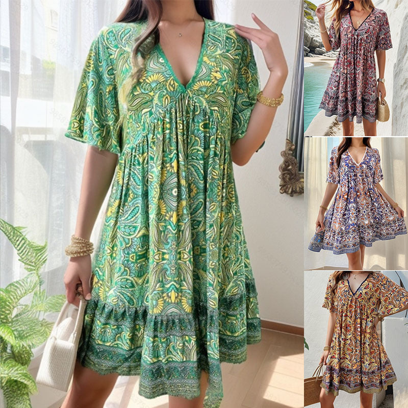 👗Virágos V-nyakú női ruhák