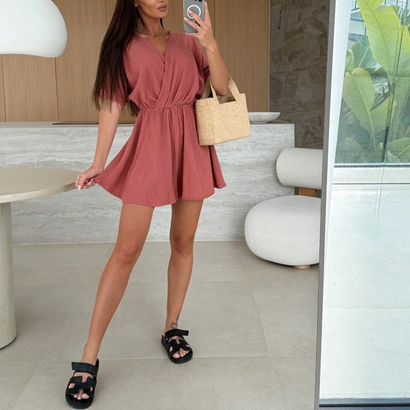 ✨Női body V-nyakú rövidnadrággal