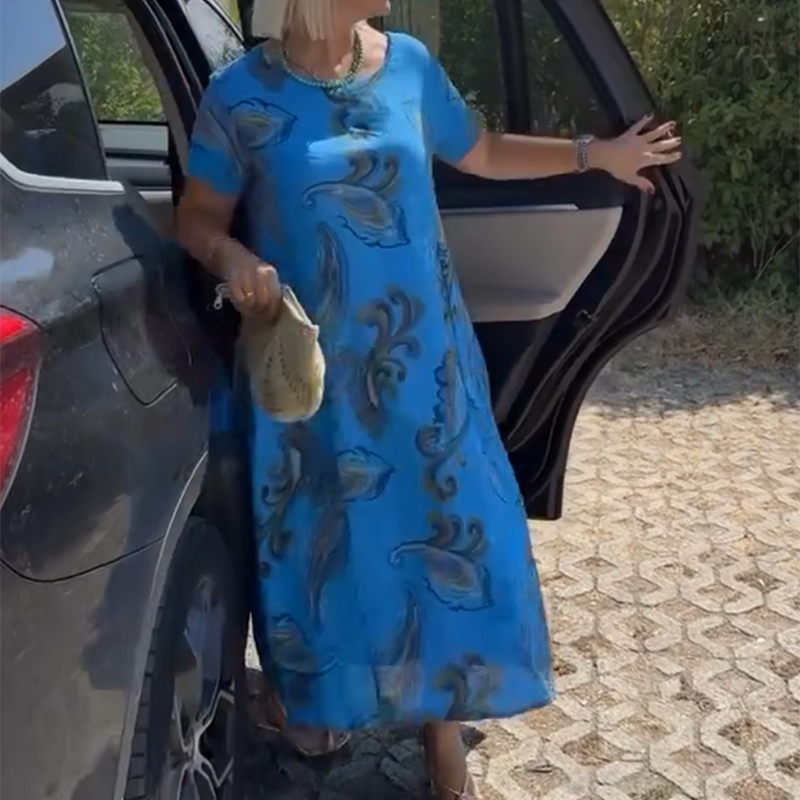 🌺Rövid Ujjú Mintás Ruha