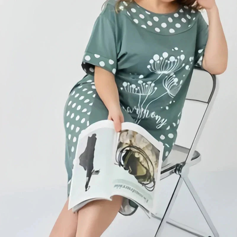 【M-4XL】Női nyári laza rövid ujjú nyomtatott A-vonalú ruhák🎀