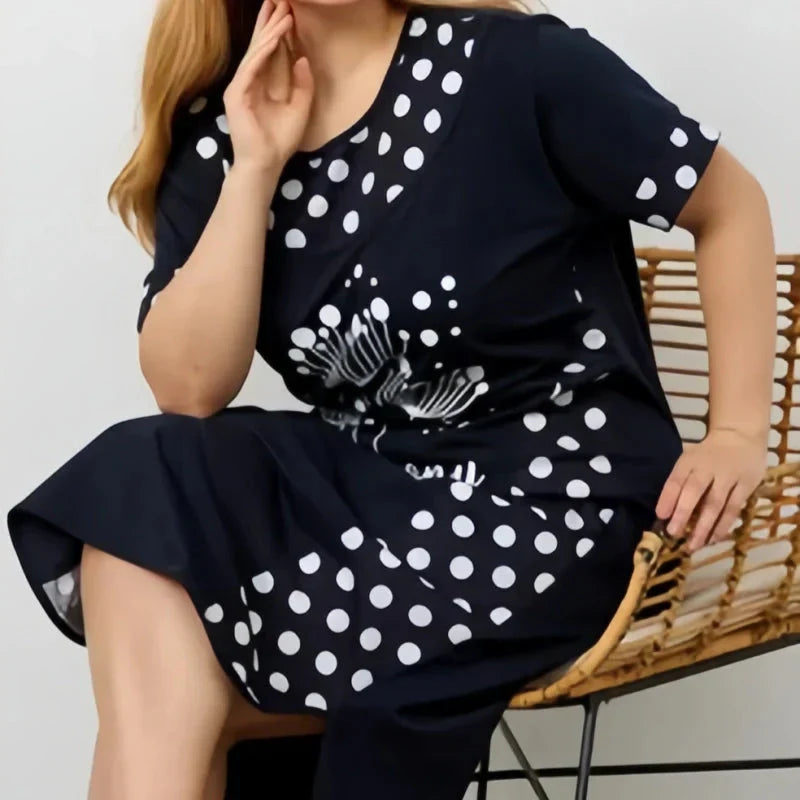 【M-4XL】Női nyári laza rövid ujjú nyomtatott A-vonalú ruhák🎀