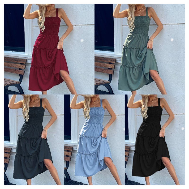 Női ujjatlan, fodros szegélyű ruha