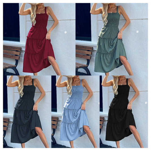 Női ujjatlan, fodros szegélyű ruha